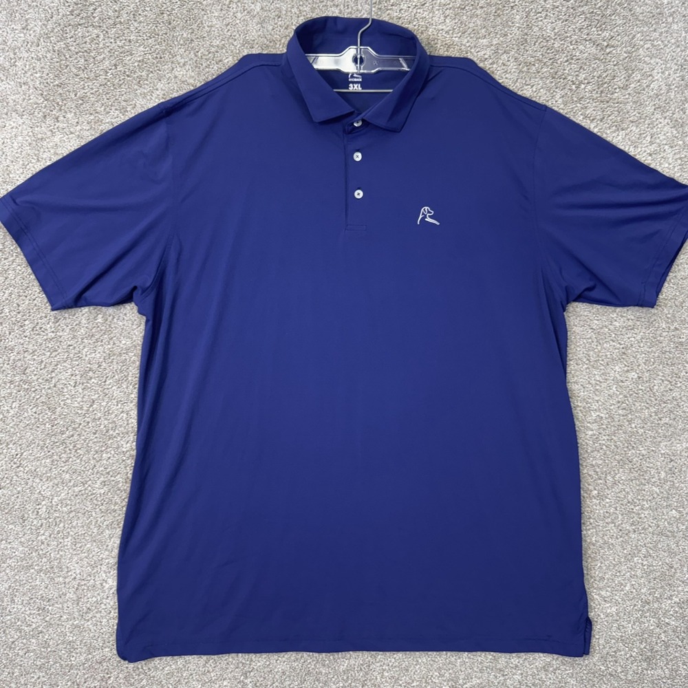 Rhoback Polo Shirt Mens 3XL Performance Royal Blue American Flag EUC